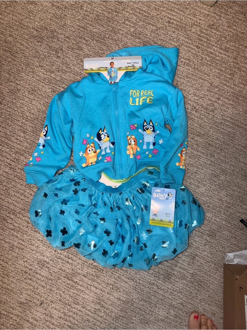 3T Nickelodeon Bluey 3 pc skirt hoodie jacket shirt outfit set clothes